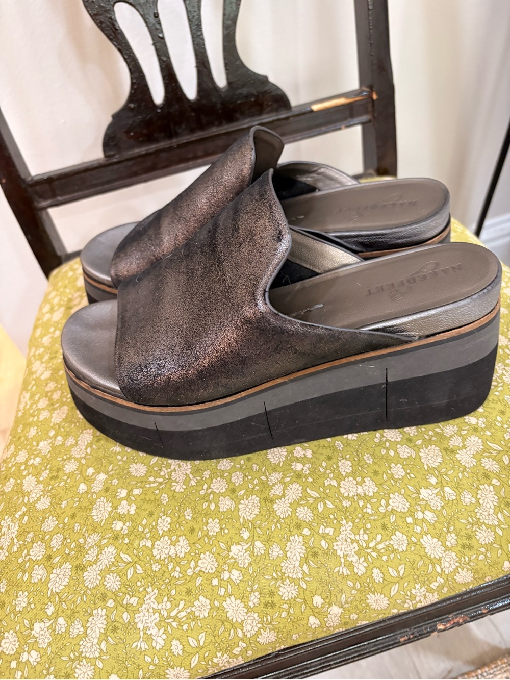 Naked Feet Metallic Charcoal Slide Mules - Picture 5 of 6